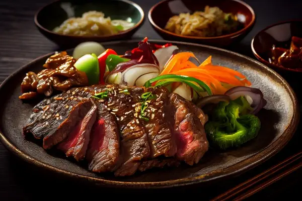 Hirschbraten mit Rotwein Bandnudeln